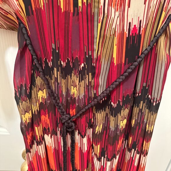 Abstract Red Multi-Print Maxi Dress – Size 12 - Picture 4 of 10